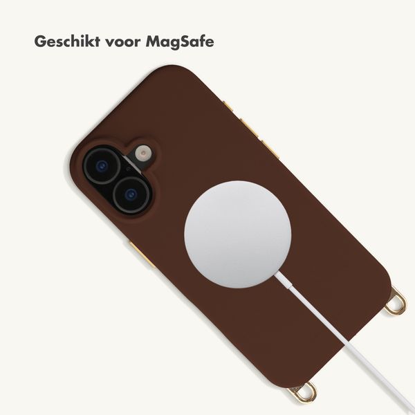 Selencia Rivièra MagSafe Backcover met afneembare haakjes Apple iPhone 16 - Choco Brown