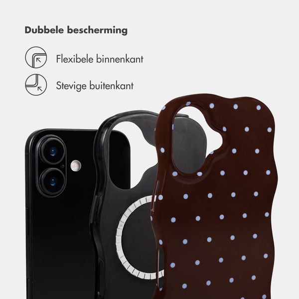 Selencia Vivid Wavy Backcover met MagSafe Apple iPhone 17 - Happy Dots Chocolate