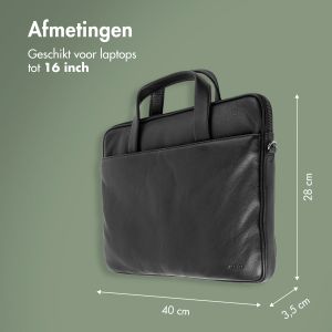 Accezz Leather Laptoptas 16 inch - Zwart