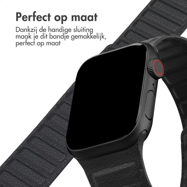 Accezz Magnetisch echt lederen bandje Apple Watch | 38/40/41/42 mm - Zwart