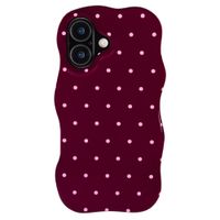 Selencia Vivid Wavy Backcover met MagSafe Apple iPhone 16 - Happy Dots Burgundy
