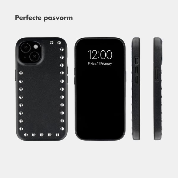 Selencia Studs Backcover met MagSafe Apple iPhone 15 - Velvet Black