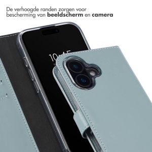 Selencia Echt Lederen Bookcase iPhone 16 Plus - Air Blue