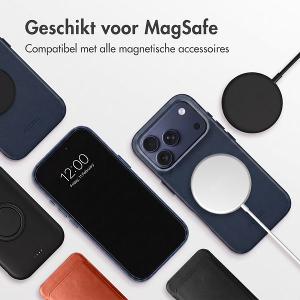 Accezz MagSafe Leather Backcover Apple iPhone 18 Pro / 17 Pro - Nightfall Blue