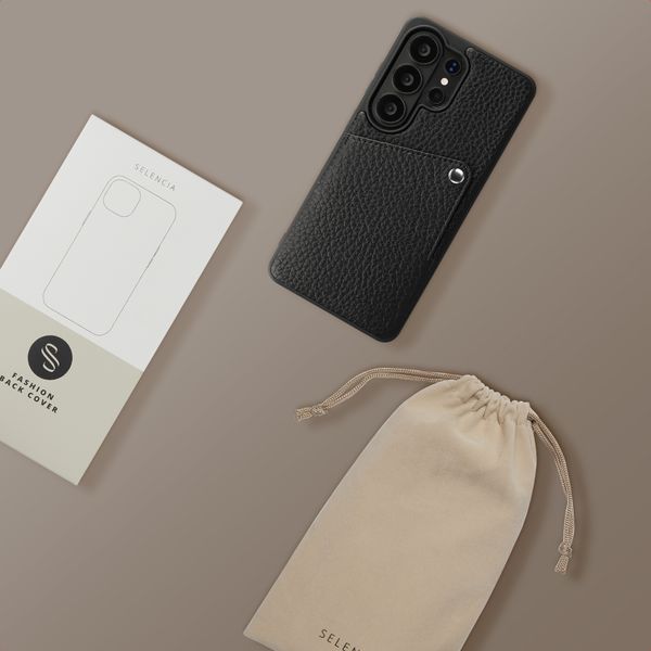Selencia Riva Backcover met Pashouder Samsung Galaxy S26 Ultra - Zwart