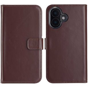 Selencia Echt Leren Bookcase Apple iPhone 16 - Bruin