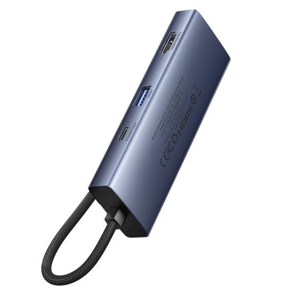 Baseus UltraJoy 7-in-1 USB-C Hub - 4K 60Hz - 100 Watt opladen - Docking station - Space Grey