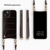 Selencia Nova Real Leather Backcover met Koord en Pashouder Apple iPhone 14 / 13 - Dark Chocolate