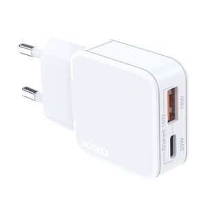 Accezz Ultra Slim GaN Oplader - USB-C + USB-A - 30W - Wit