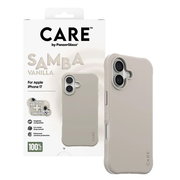 CARE by PanzerGlass Fashionable Case Samba met MagSafe Apple iPhone 17 - Vanilla Beige