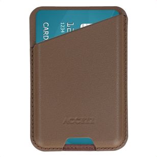 Accezz Magnetische Leren Kaarthouder - Geschikt voor Apple Find My - Coffee Brown