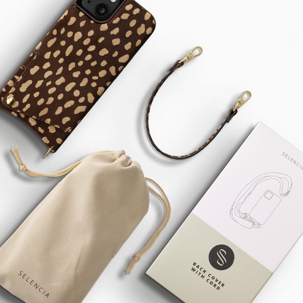 Selencia Nova Real Leather Backcover met Koord en Pashouder Apple iPhone 14 / 13 - Fawn Chic