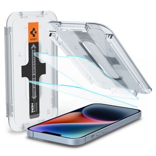 Spigen EZ Fit Glas.tR met installatietray - 1 pack Apple iPhone 13 / 13 Pro / 14 / 16e