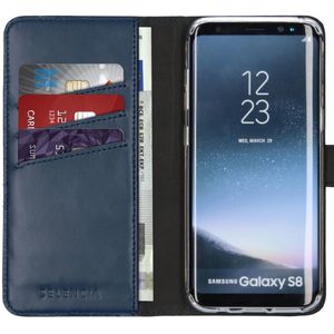 Selencia Echt Lederen Bookcase Samsung Galaxy S8 - Blauw