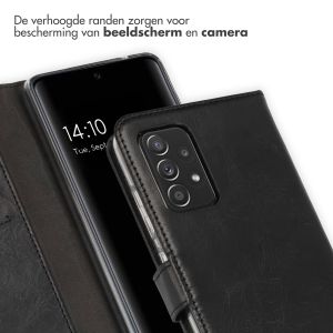 Selencia Echt Lederen Bookcase Samsung Galaxy A52(s) (5G/4G) - Zwart