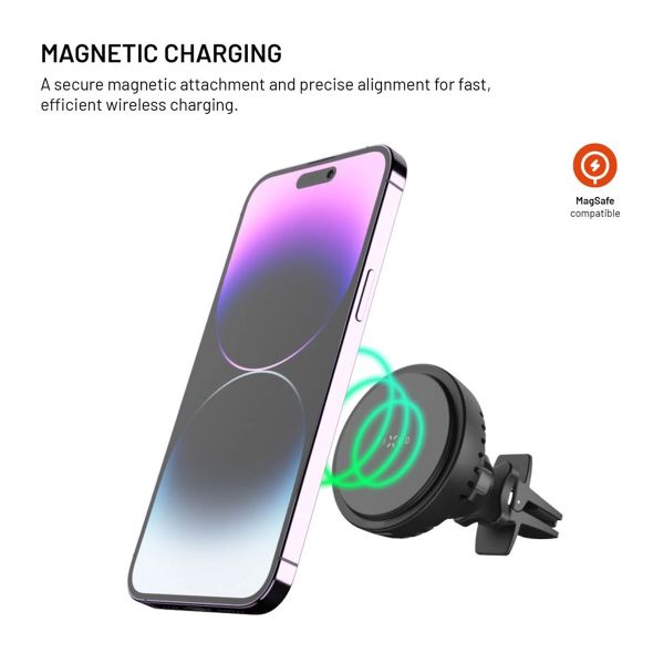 Fixed MagCool - telefoonhouder auto - Ventilatierooster - MagSafe - Draadloos opladen - Zwart