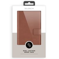 Selencia Echt Lederen Bookcase iPhone 15 Pro Max - Lichtbruin