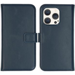 Selencia Echt Lederen Bookcase Apple iPhone 15 Pro - Blauw