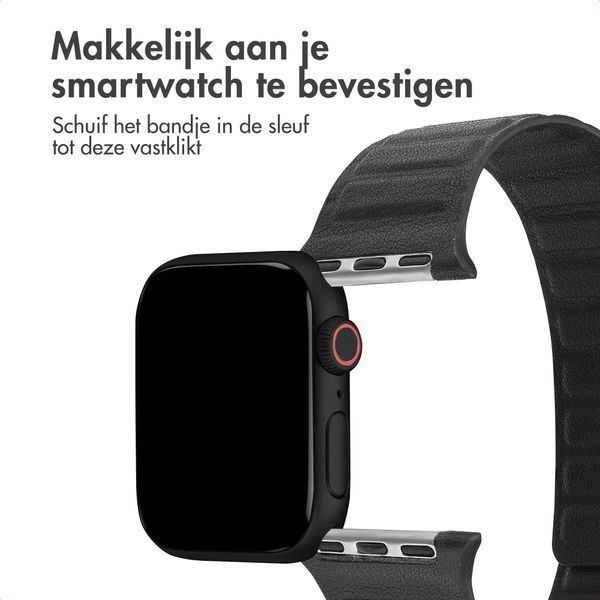Accezz Magnetisch echt lederen bandje Apple Watch | 38/40/41/42 mm - Zwart