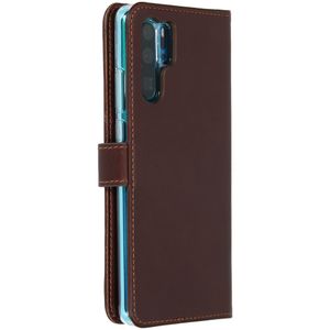 Selencia Echt Lederen Bookcase Huawei P30 Pro - Bruin