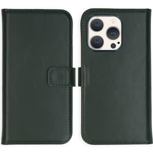 Selencia Echt Lederen Bookcase Apple iPhone 15 Pro - Groen