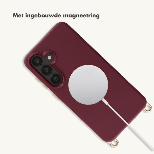 Selencia Rivièra MagSafe Backcover met afneembare haakjes Samsung Galaxy S25 / S24 - Bold Burgundy