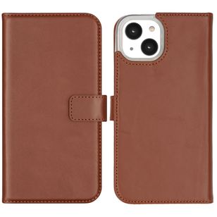 Selencia Echt Lederen Bookcase Apple iPhone 14 - Lichtbruin