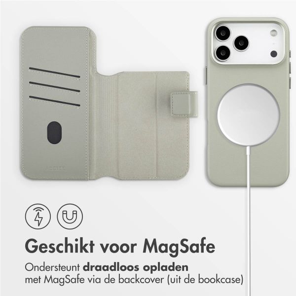 Accezz Leather Bookcase 2-in-1 met MagSafe Apple iPhone 17 Pro Max - Lichtgrijs