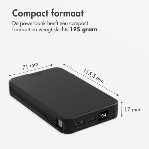 Accezz Powerbank 10.000 mAh met geïntegreerde kabels - Zwart