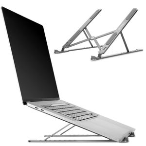 Accezz Laptop houder - Laptop standaard - Verstelbaar en opvouwbaar - Premium - Aluminium - Grijs