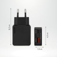 Accezz Ultra Slim GaN Oplader - USB-C + USB-A - 45W - Zwart
