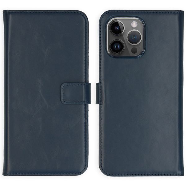 Selencia Echt Lederen Bookcase iPhone 15 Pro Max - Blauw