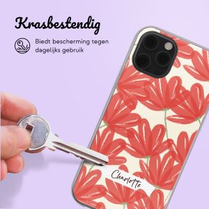 Gepersonaliseerd hoesje met bloemen iPhone 12 (Pro) - Transparant