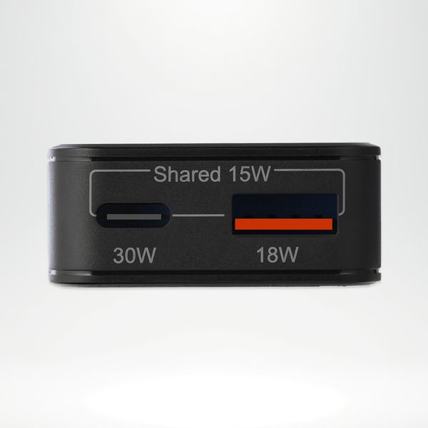 Accezz Ultra Slim GaN Oplader - USB-C + USB-A - 30W - Zwart
