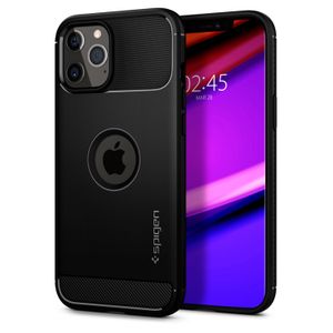 Spigen Rugged Armor Backcover iPhone 12 (Pro) - Zwart