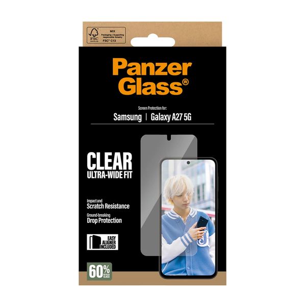 PanzerGlass Ultra-Wide Fit Anti-Bacterial Screenprotector incl. applicator Samsung Galaxy A27 (5G)