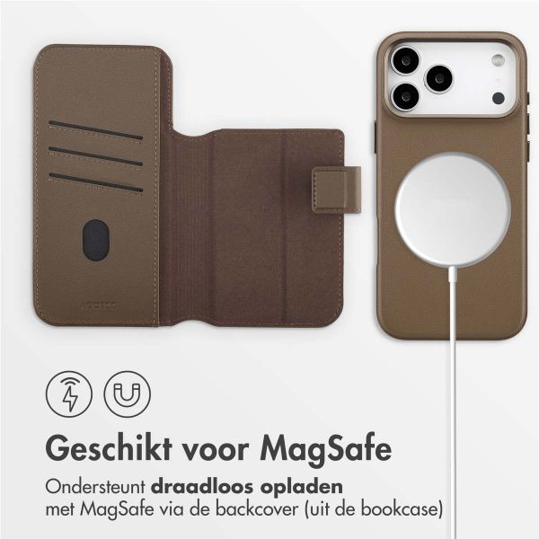 Accezz Leather Bookcase 2-in-1 met MagSafe Apple iPhone 17 Pro Max - Coffee