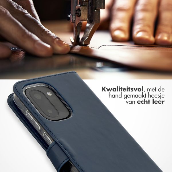 Selencia Echt Leren Bookcase OnePlus 15R - Donkerblauw