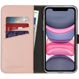 Selencia Echt Lederen Bookcase iPhone 11 - Roze