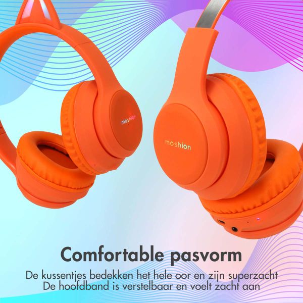 imoshion Draadloze Kinderkoptelefoon LED Light Cat Ear - Met AUX kabel - Oranje