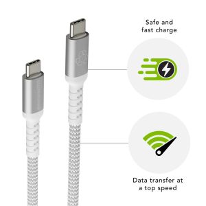 dbramante1928 re-charge - Braided oplaadkabel - USB-C naar USB-C - 100 Watt - 1,2 meter - Wit