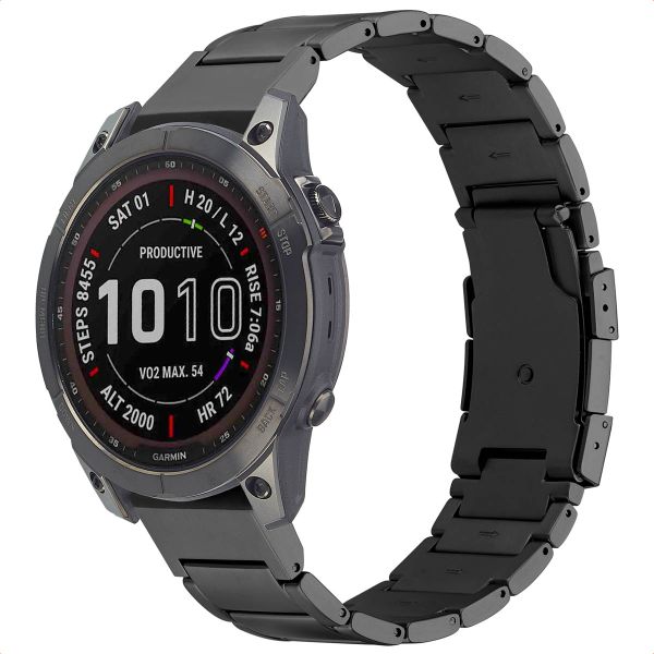 Accezz Mat Titanium bandje voor de Garmin Quickfit 22mm - Zwart