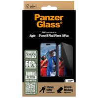 PanzerGlass Privacy Ultra-Wide Fit Anti-Bacterial Screenprotector incl. applicator Apple iPhone 16 Plus