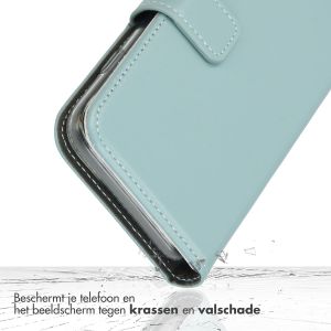 Selencia Echt Lederen Bookcase iPhone 14 Pro Max - Air Blue