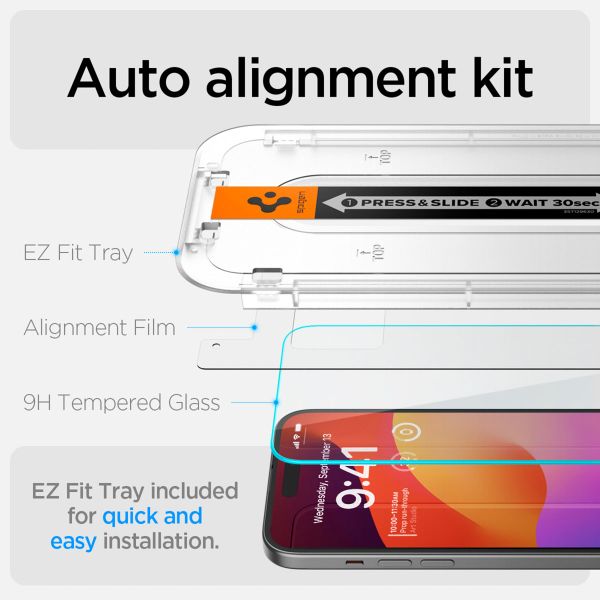 Spigen GLAStR EZ Fit Screenprotector + Applicator 2-pack Apple iPhone 16 / 15