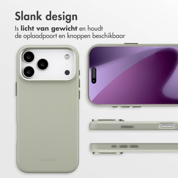 Accezz MagSafe Leather Backcover Apple iPhone 17 Pro Max - Lichtgrijs