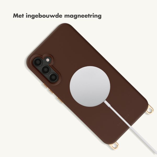 Selencia Rivièra MagSafe Backcover met afneembare haakjes Samsung Galaxy A34 (5G) - Choco Brown