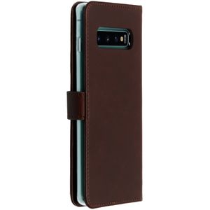 Selencia Echt Lederen Bookcase Samsung Galaxy S10 Plus - Bruin