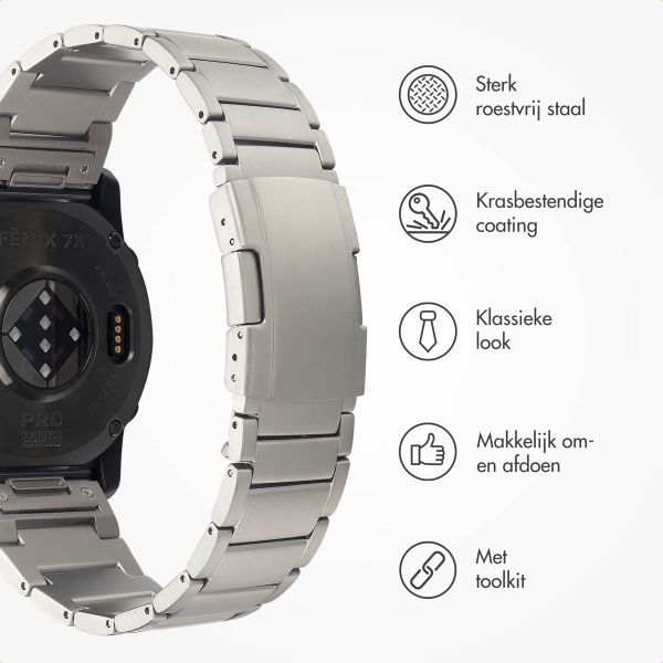 Accezz Mat Titanium bandje voor de Garmin Quickfit 26mm - Titanium