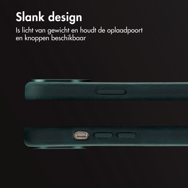 Accezz Vintage Leather Magsafe Backcover iPhone 15 - Smokey Green